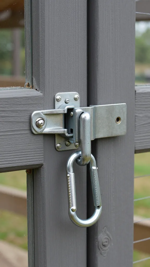 predator-proof latch with carabiner on coop door