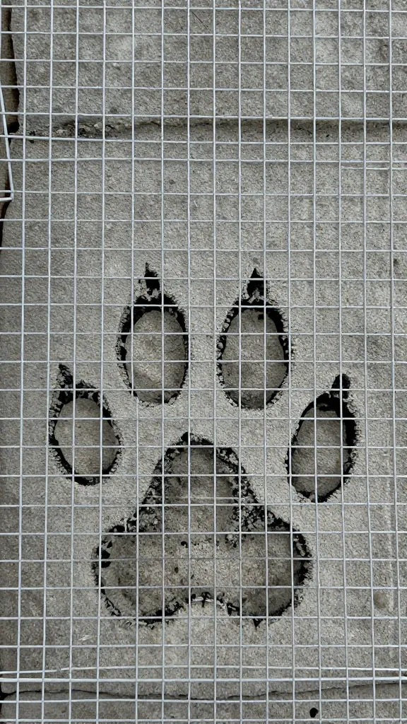 coyote paw prints pressed against hardware cloth