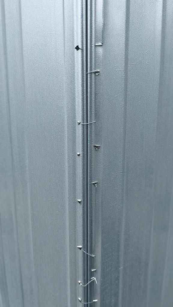 buried galvanized hardware cloth seam with staples