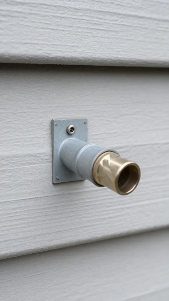 weatherproof coaxial fence lead-through on siding, macro