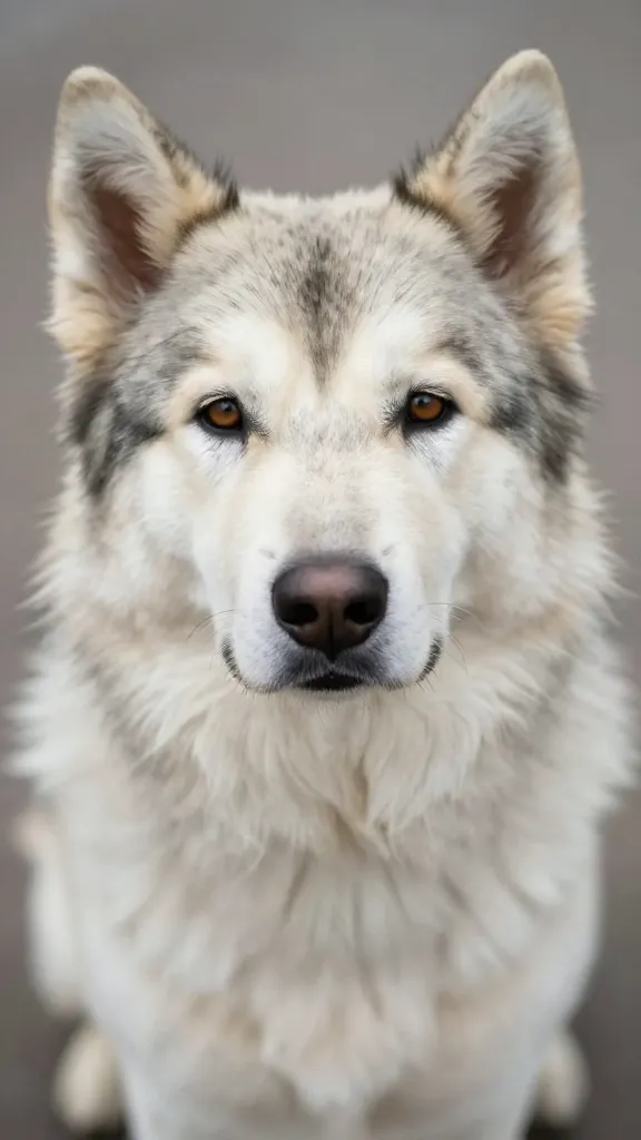 Anatolian Shepherd nose-to-camera, focus on alert eyes