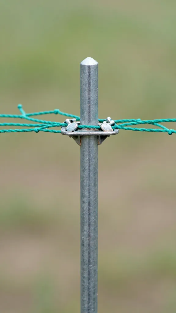 Poultry netting stake top clip, macro shot