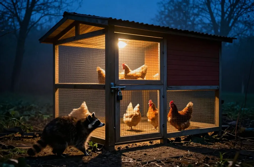 Coop Security at Night — lights, locks, routines