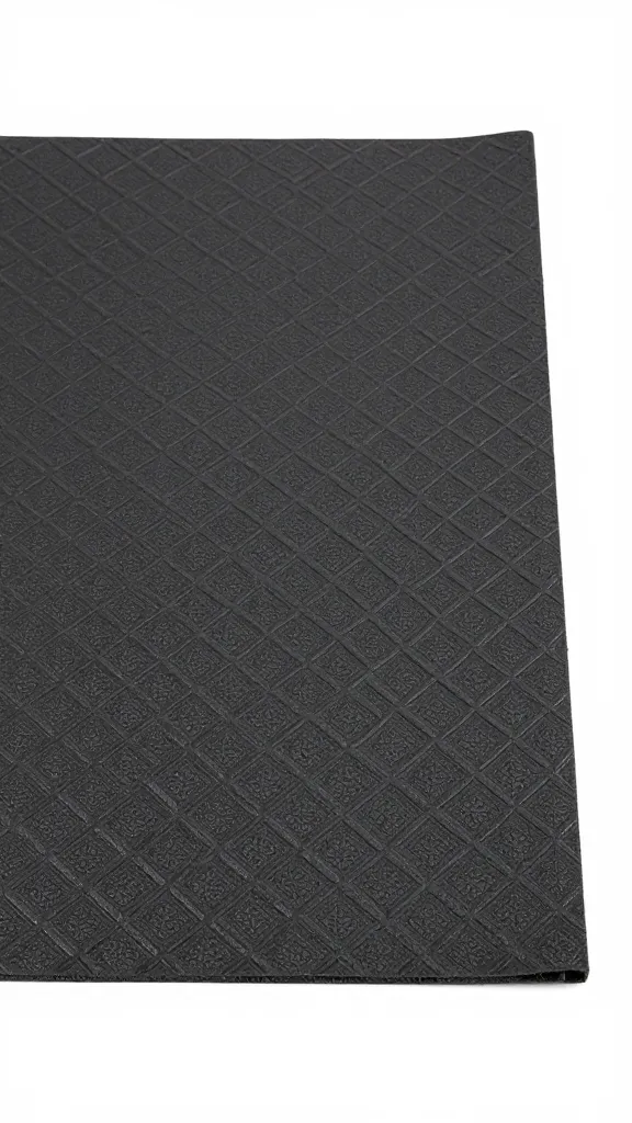 single rubber stall mat edge with textured diamond pattern