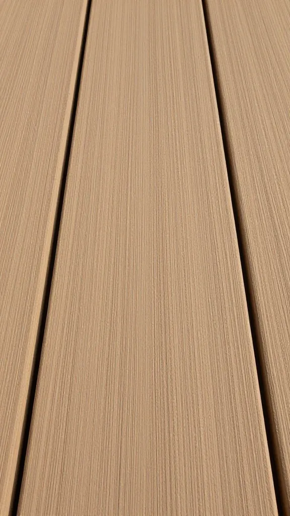 single composite decking slat with wood-grain texture