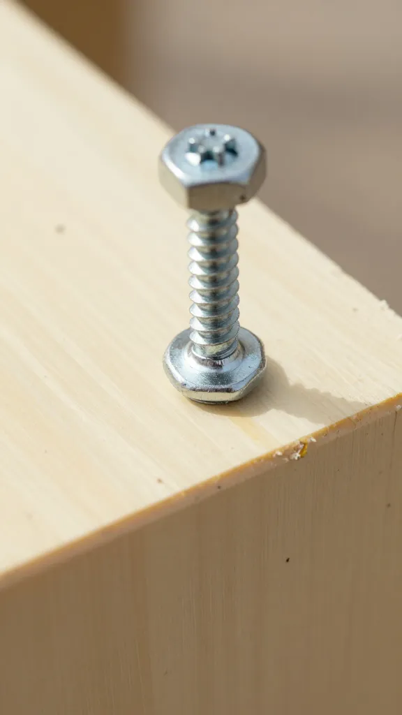 closeup of screw head anchoring composite slat to joist