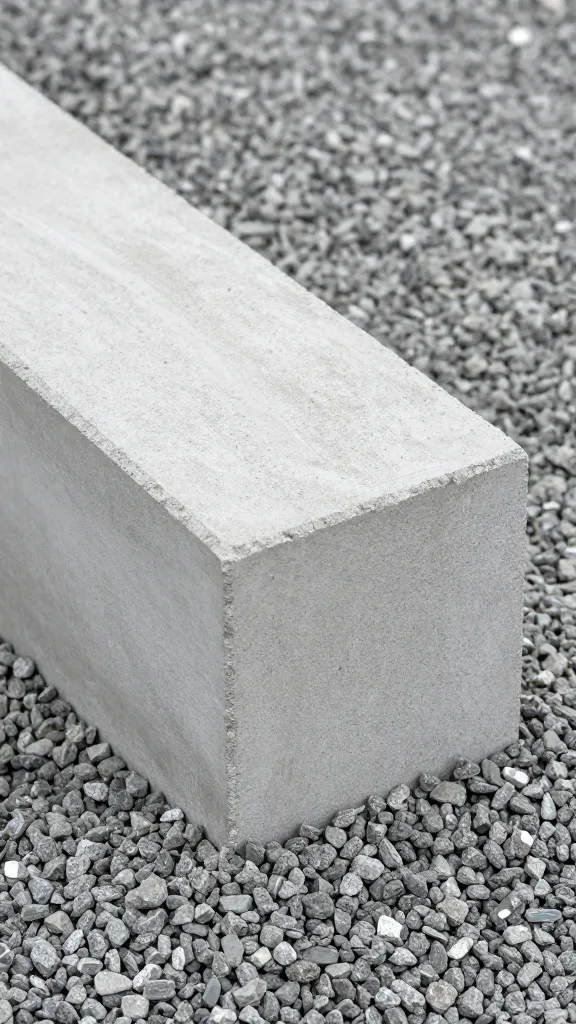 single concrete paver block, closeup on compacted gravel