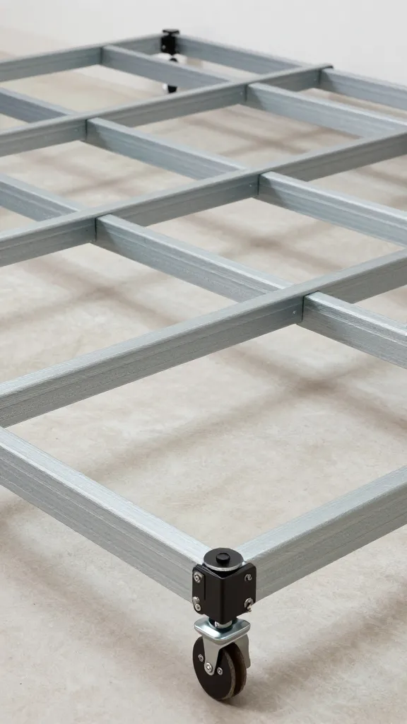 Closeup of 6x4 coop floor frame on skids