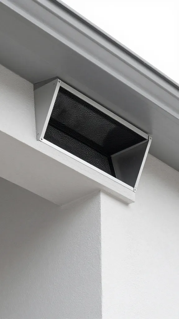 Vent slot with hardware cloth under roof eave