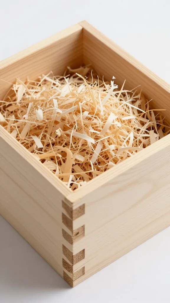 Nesting box lip with clean pine shavings