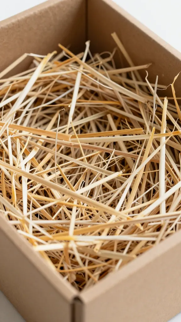 single nesting box with fresh straw, closeup