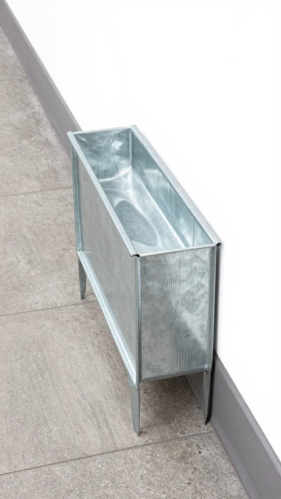 galvanized hanging feeder at 24-inch walkway edge