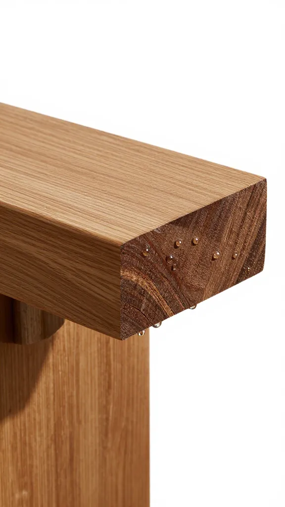 roost bar end grain with condensation drops