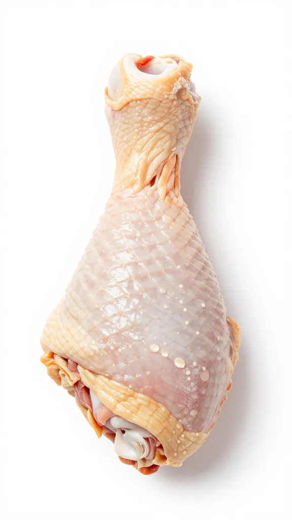 single chicken shank with scaly skin, macro shot