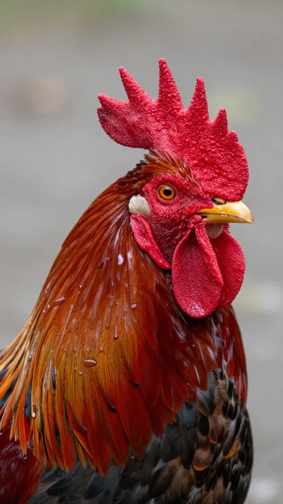 Single Barred Rock rooster portrait, bright red comb