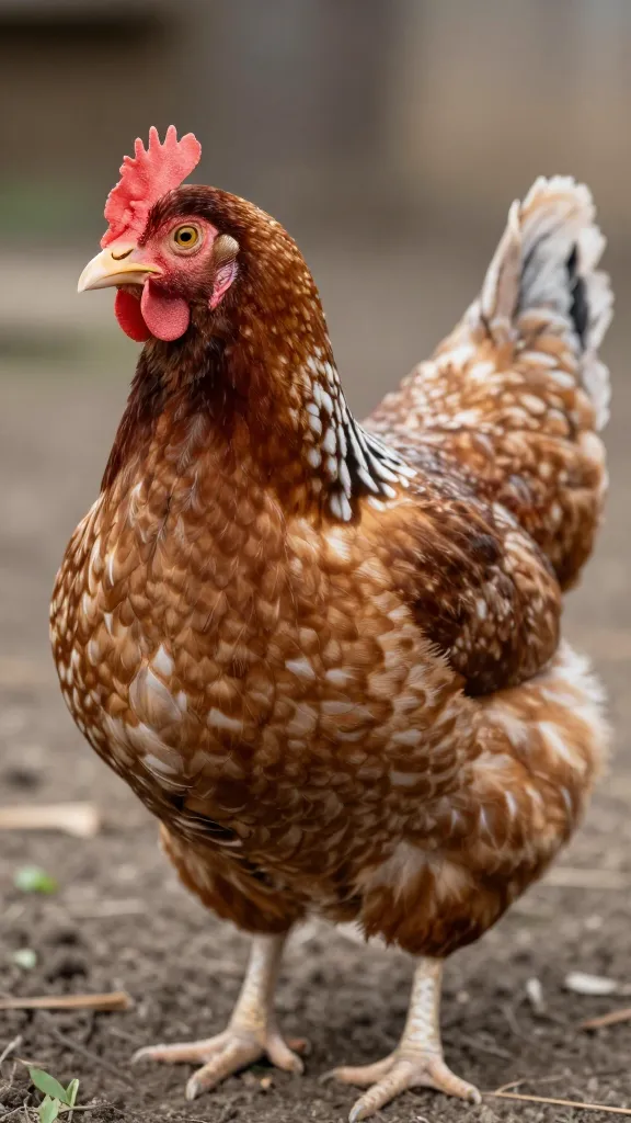 Barred Rock pullet profile, shallow depth of field