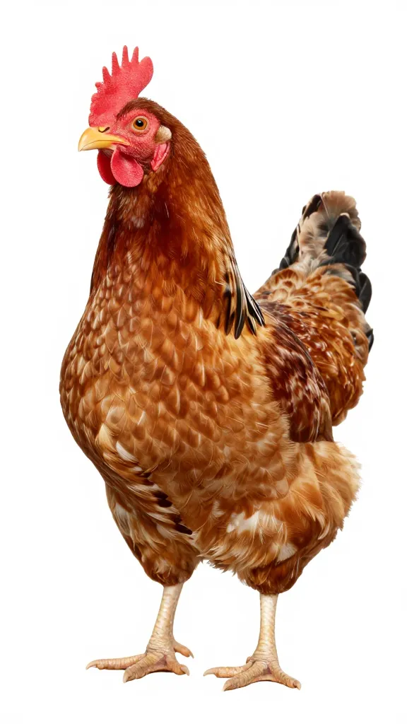 Single Plymouth Rock on perch, studio white background