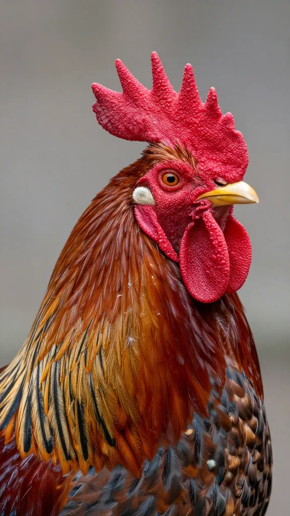 buff Silkie rooster profile, walnut comb closeup