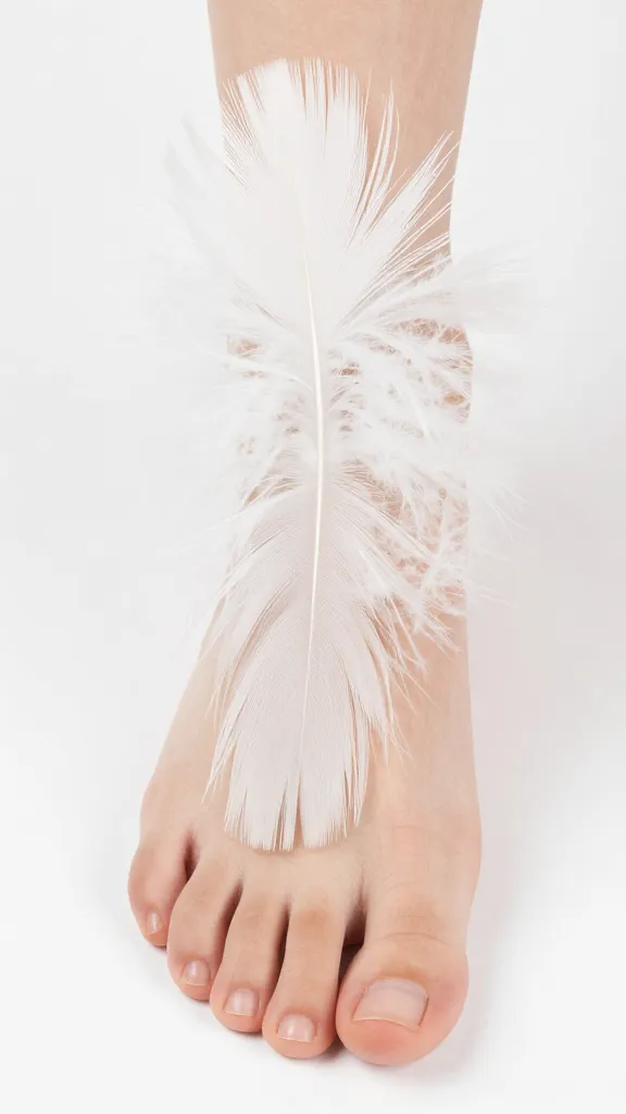 Silkie foot macro, five toes with feathering