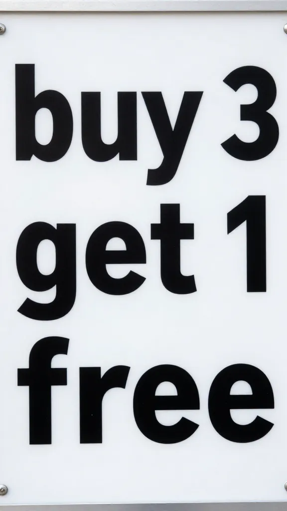 closeup of “buy 3 get 1 free” chick bin sign