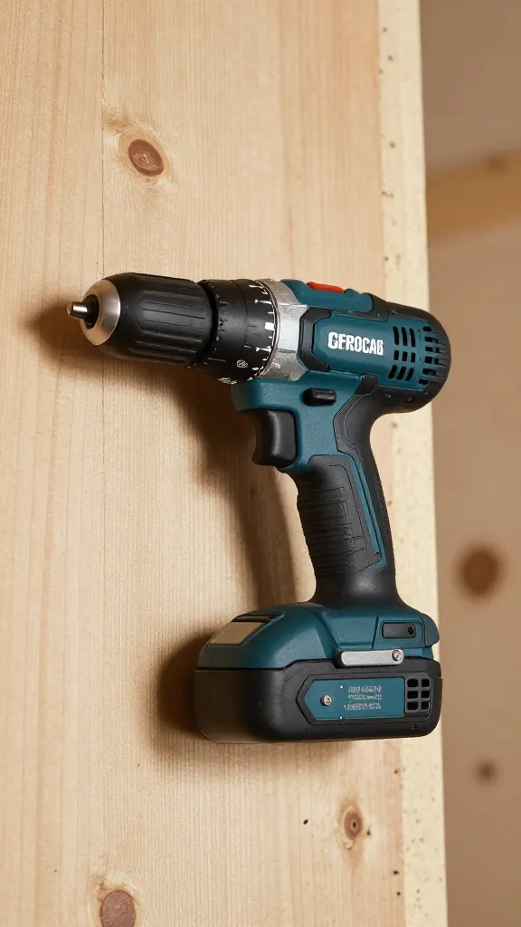 cordless drill resting on unfinished coop wall