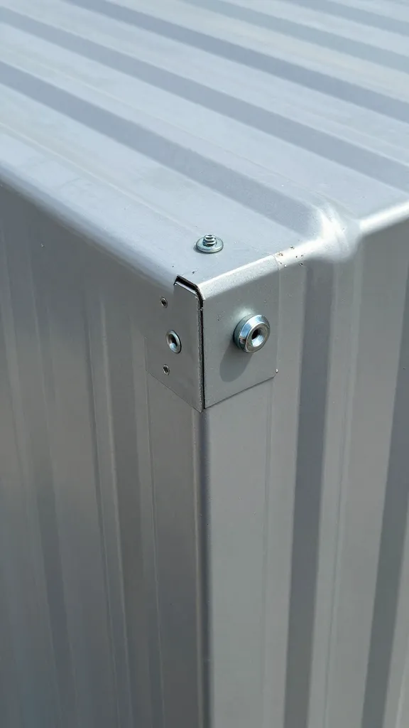 corrugated metal roof panel corner with screw and washer