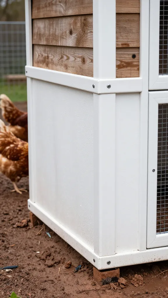 PVC Trim Boards Where the Splash Happens for a backyard chicken coop