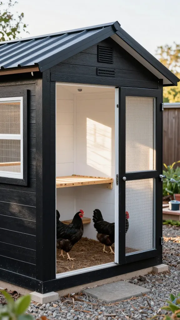 Black Exterior, White Interior: The Paint Combo That Didn't Cook the Birds for a backyard chicken coop