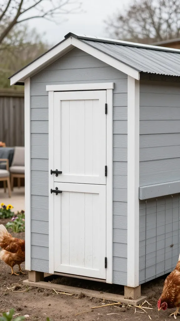 Light Gray Coop, White Doors: Clean Without the Scrubbing