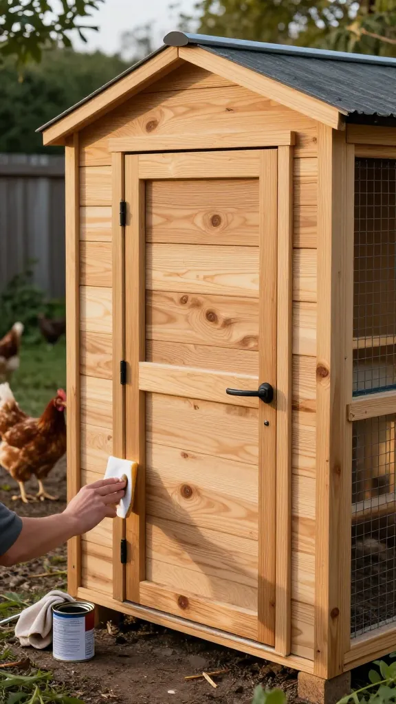 Natural Wood Look with Exterior Stain: Fast to Recoat for a backyard chicken coop