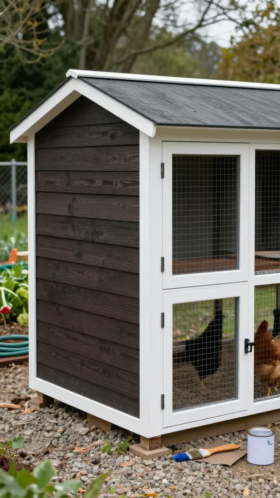 High-Contrast Trim to Save a Messy Build for a backyard chicken coop