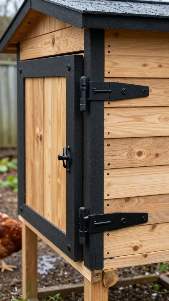 Hardware and Accents in Flat Black: Dings Disappear for a backyard chicken coop