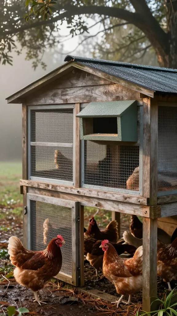 Humid and Buggy: Screen Everything, Baffle the Light for a backyard chicken coop