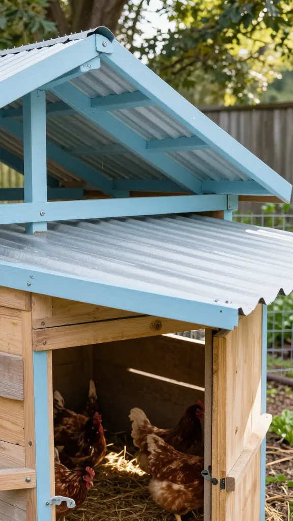 Corrugated Coop Roof With a Painted Underside: Sound and Shade
