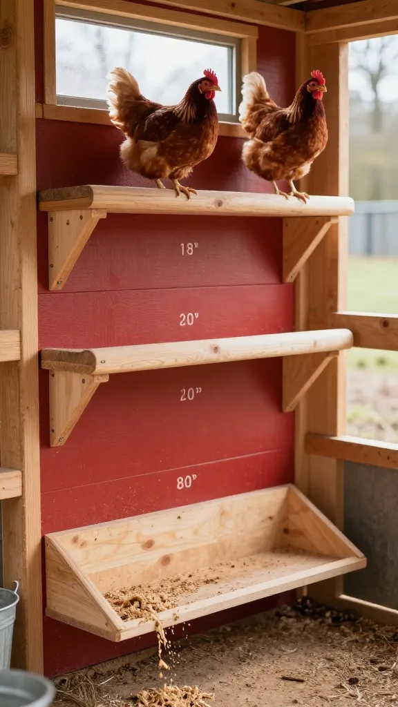 A Split-Level Roost Wall That Stays Clean Longer for a backyard chicken coop