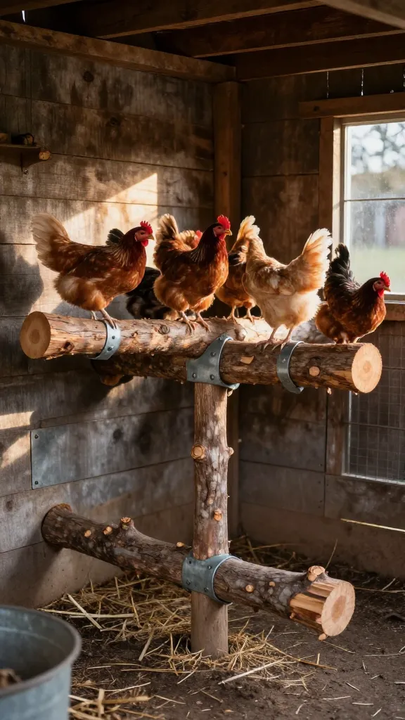 Log-Style Roosts From Stormfall Branches: Free Perches the Birds Actually Like for a backyard chicken coop