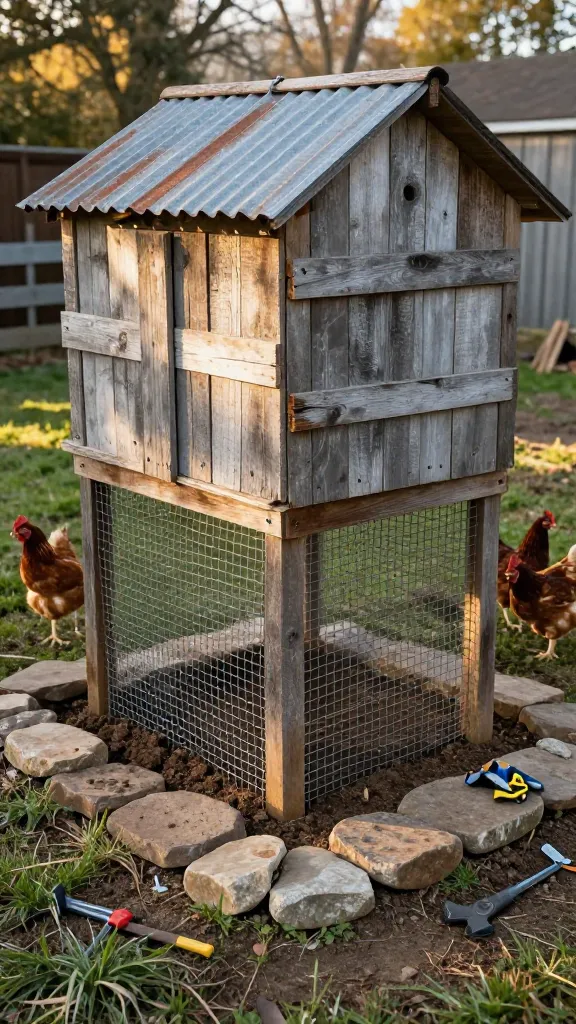 Hardware-Cloth Coop Skirt and Stone Apron: Rustic Look, Real Predator Stop