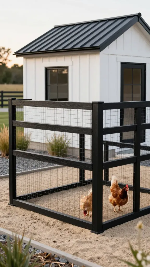 Black-Framed Run That Doesn't Sag: 2x4 Posts, Hardware Cloth, Sand Floor for a backyard chicken coop