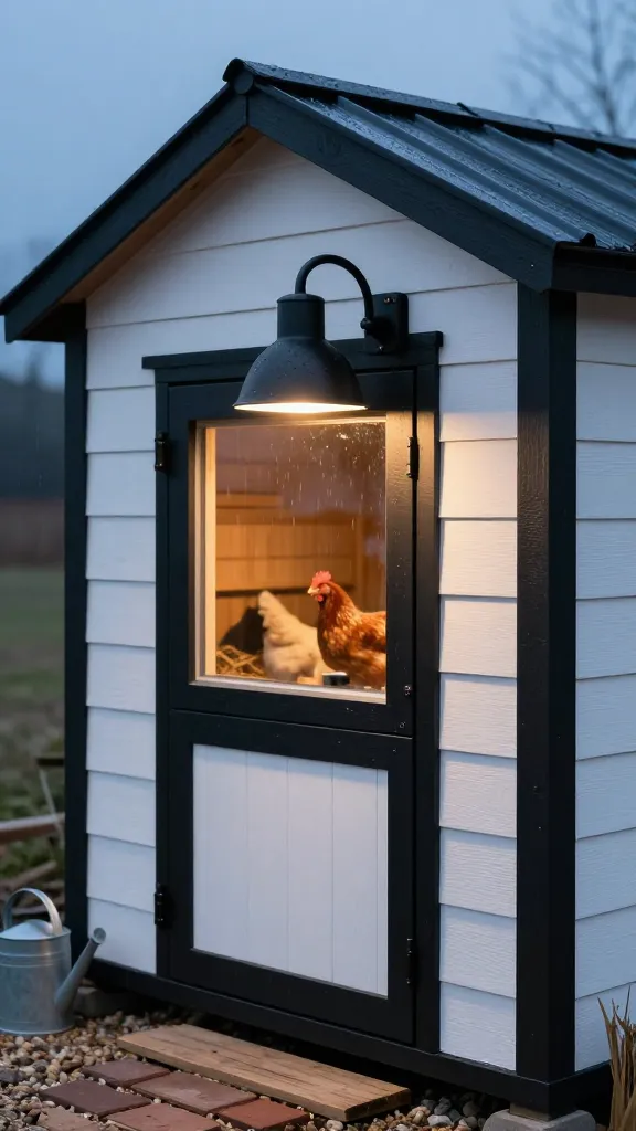 Lighting That Fits the Look: $18 Black Sconce Shell, Safe 12V Inside for a backyard chicken coop