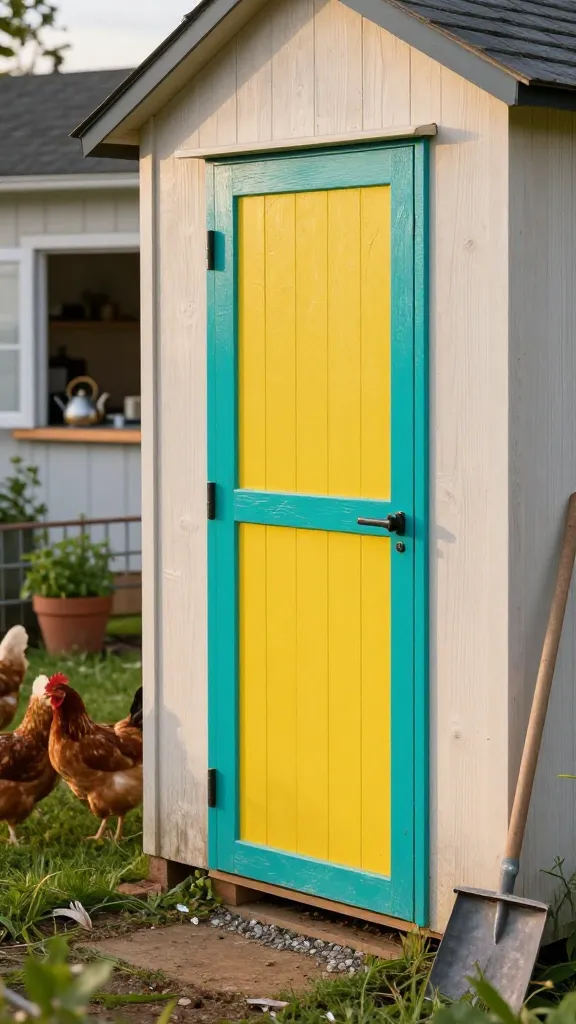 A Color Block Door You Can See From the Kitchen