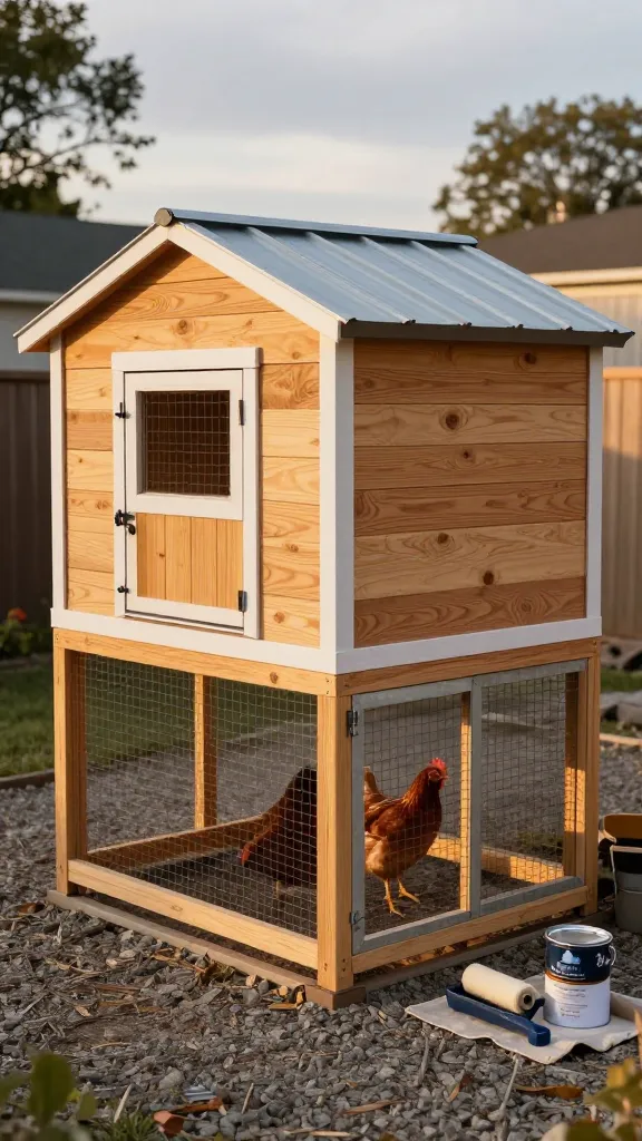 Cedar-Tone Stain and Simple Trim: Warm Look, Low Upkeep for a backyard chicken coop