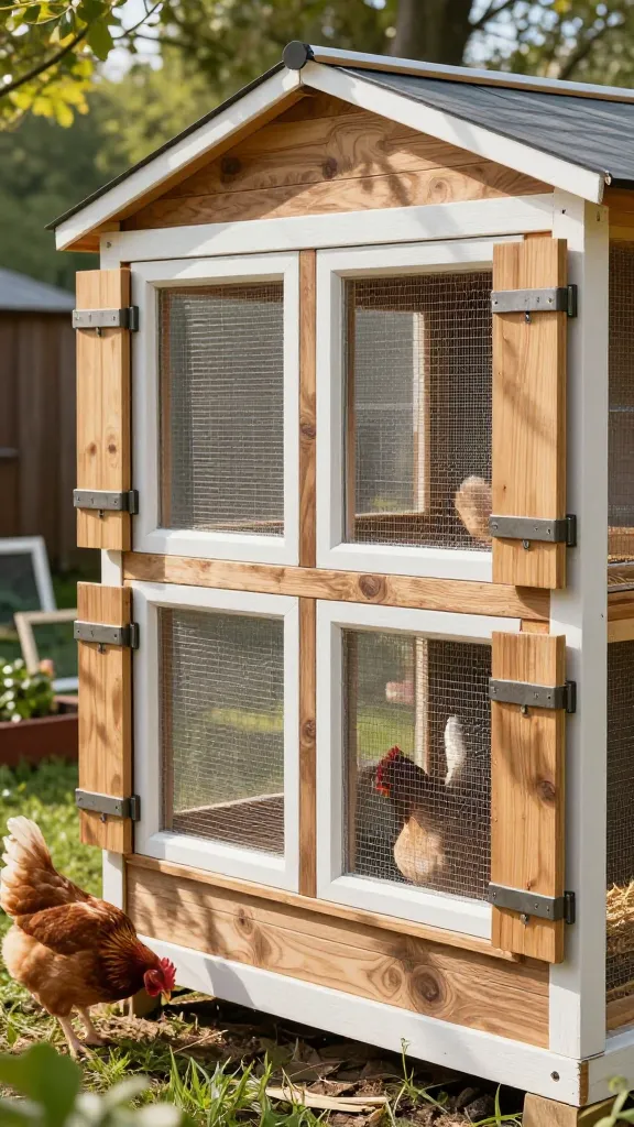 Big Windows With Hardware Cloth 'Screens': Bright and Safe for a backyard chicken coop