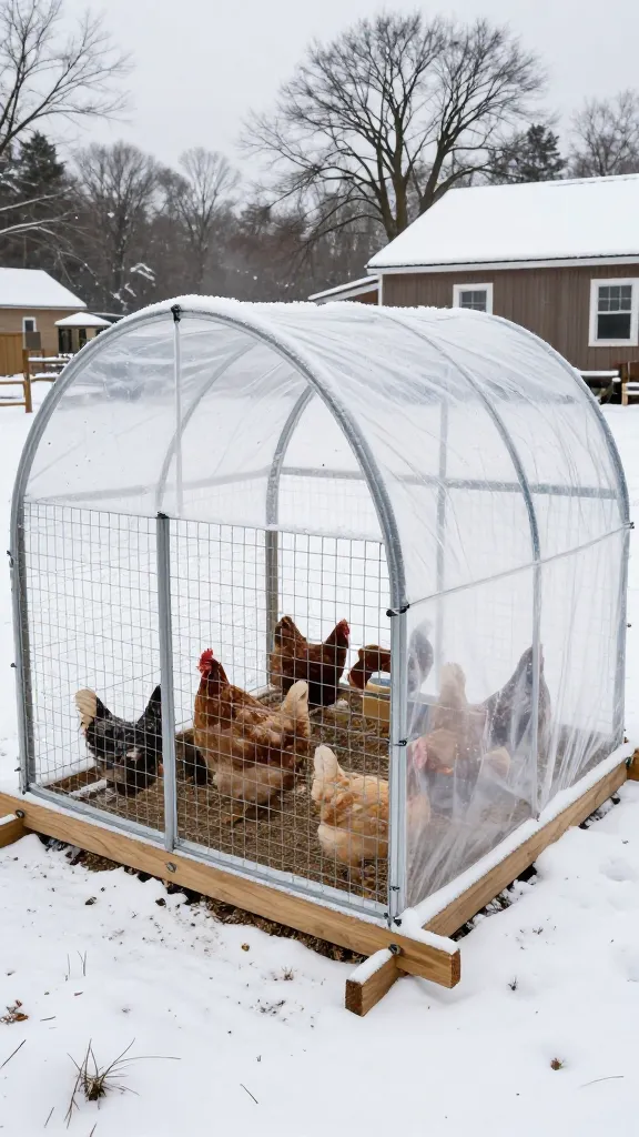 Hoop Run Shelter: 12x8 for $190 That Laughs at Snow for a backyard chicken coop
